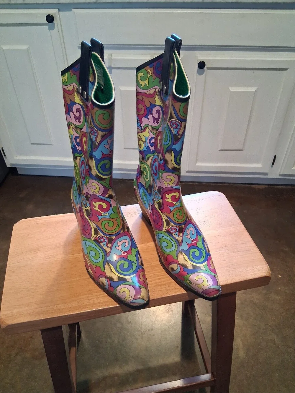 Smokey Mountain Colorful Swirl Pattern Women' s Western Rain Boots - Multicolor